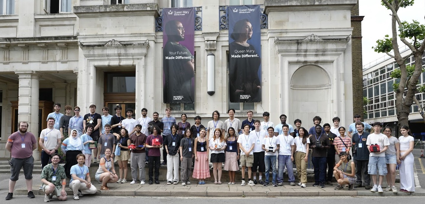 Group picture of Unibots attendees in QMUL
